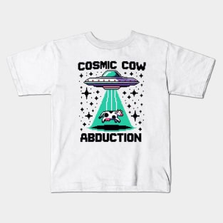 8-Bit Retro Alien Cow Abduction - Classic Video Game Style Design Kids T-Shirt